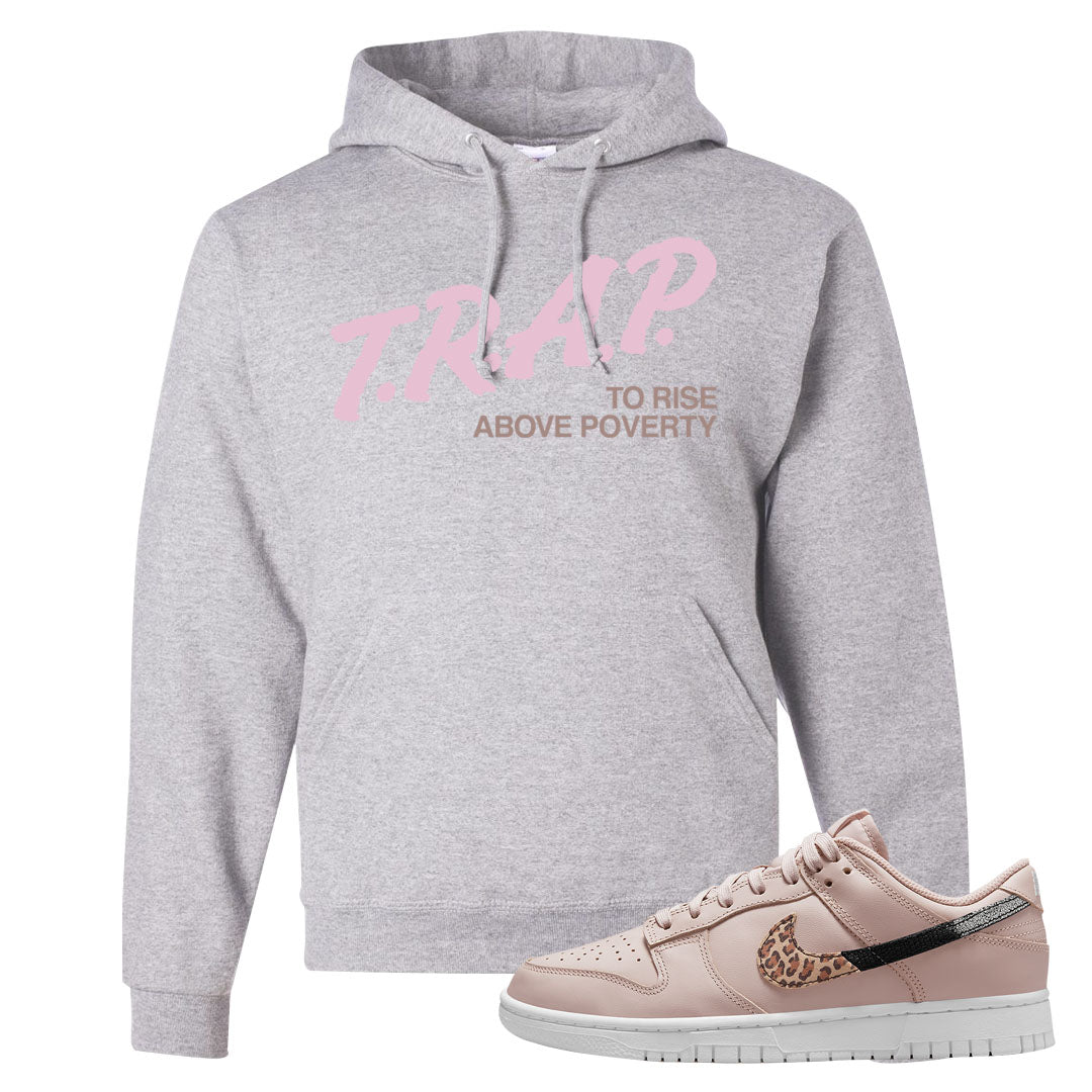 Primal Dusty Pink Leopard Low Dunks Hoodie | Trap To Rise Above Poverty, Ash