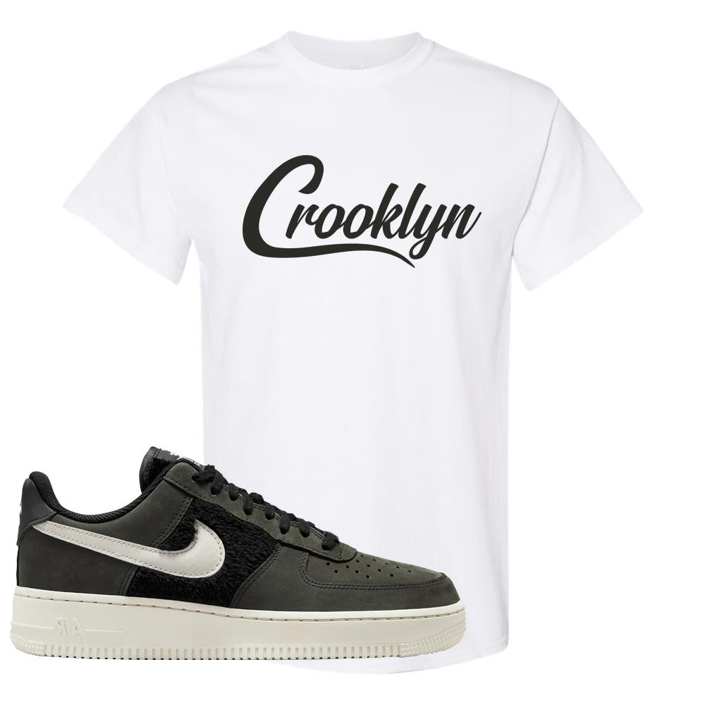 Furry Black Light Bone Low AF 1s T Shirt | Crooklyn, White