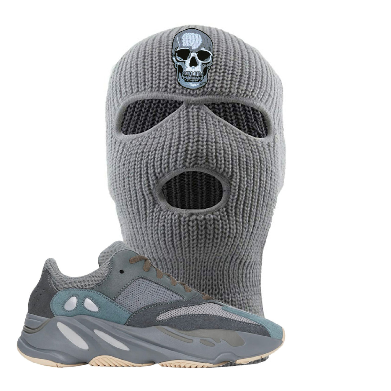 Yeezy Boost 700 Teal Blue Skull Light Gray Sneaker Hook Up Ski Mask