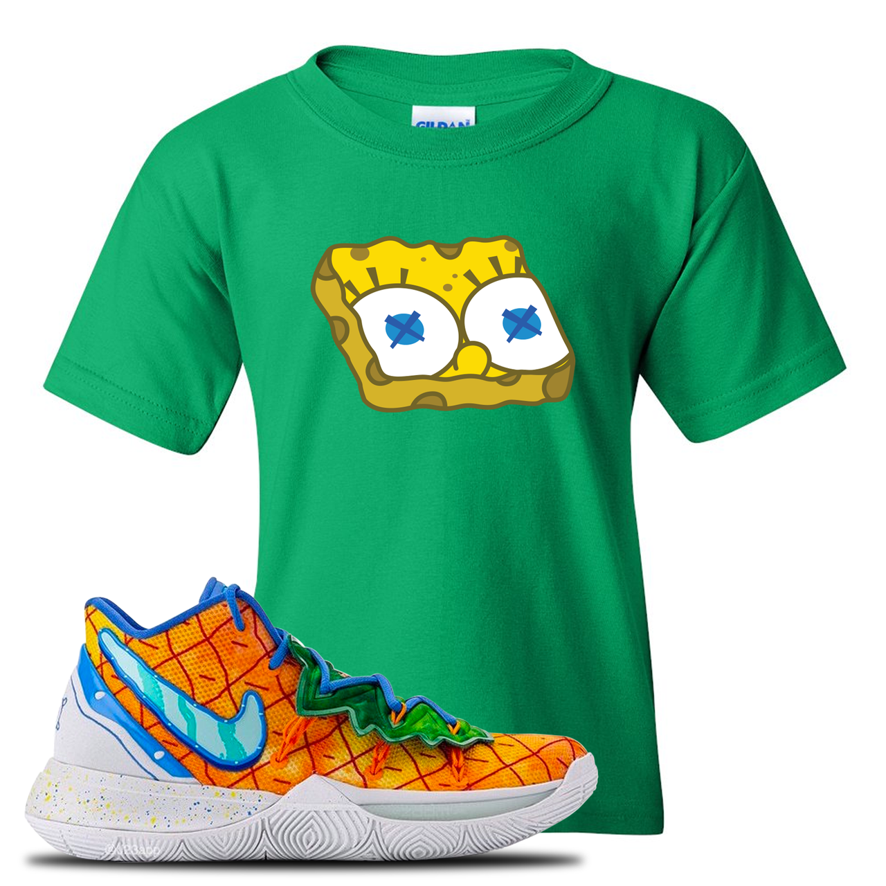 Kyrie 5 Pineapple House Sponge Head Irish Green Sneaker Hook Up Kid's T-Shirt