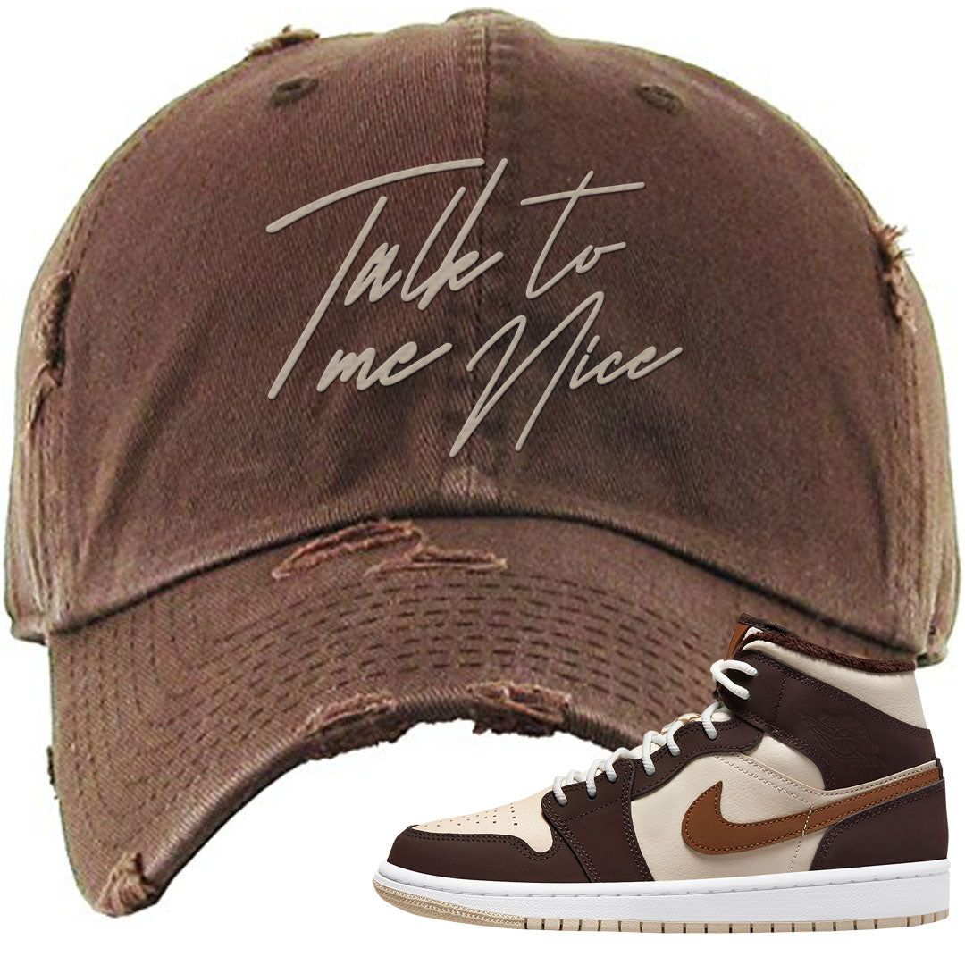 Brown Fleece Mid 1s Distressed Dad Hat | Talk To Me Nice, Brown