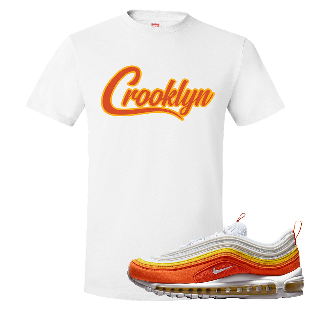 Club Orange Yellow 97s T Shirt | Crooklyn, White