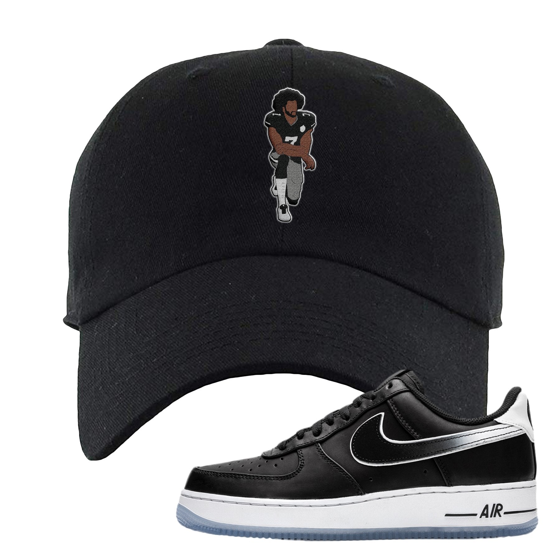 Colin Kaepernick X Air Force 1 Low Kaepernick Fist Kneeling Black Sneaker Hook Up Dad Hat