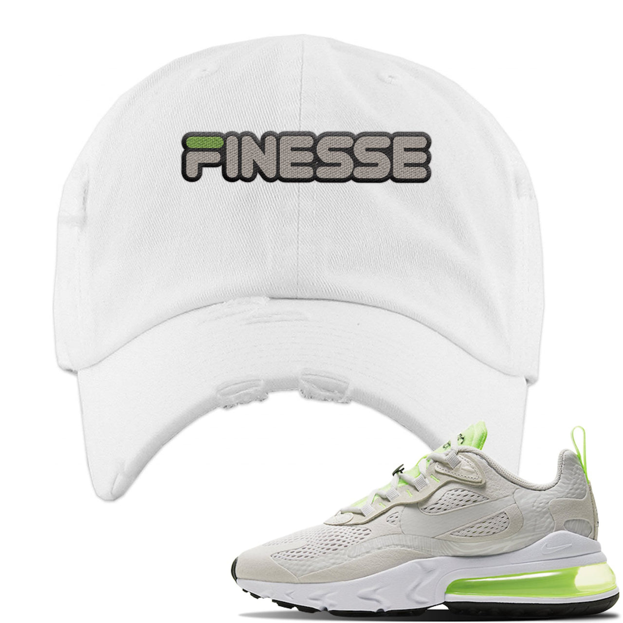 Ghost Green React 270s Distressed Dad Hat | Finesse, White