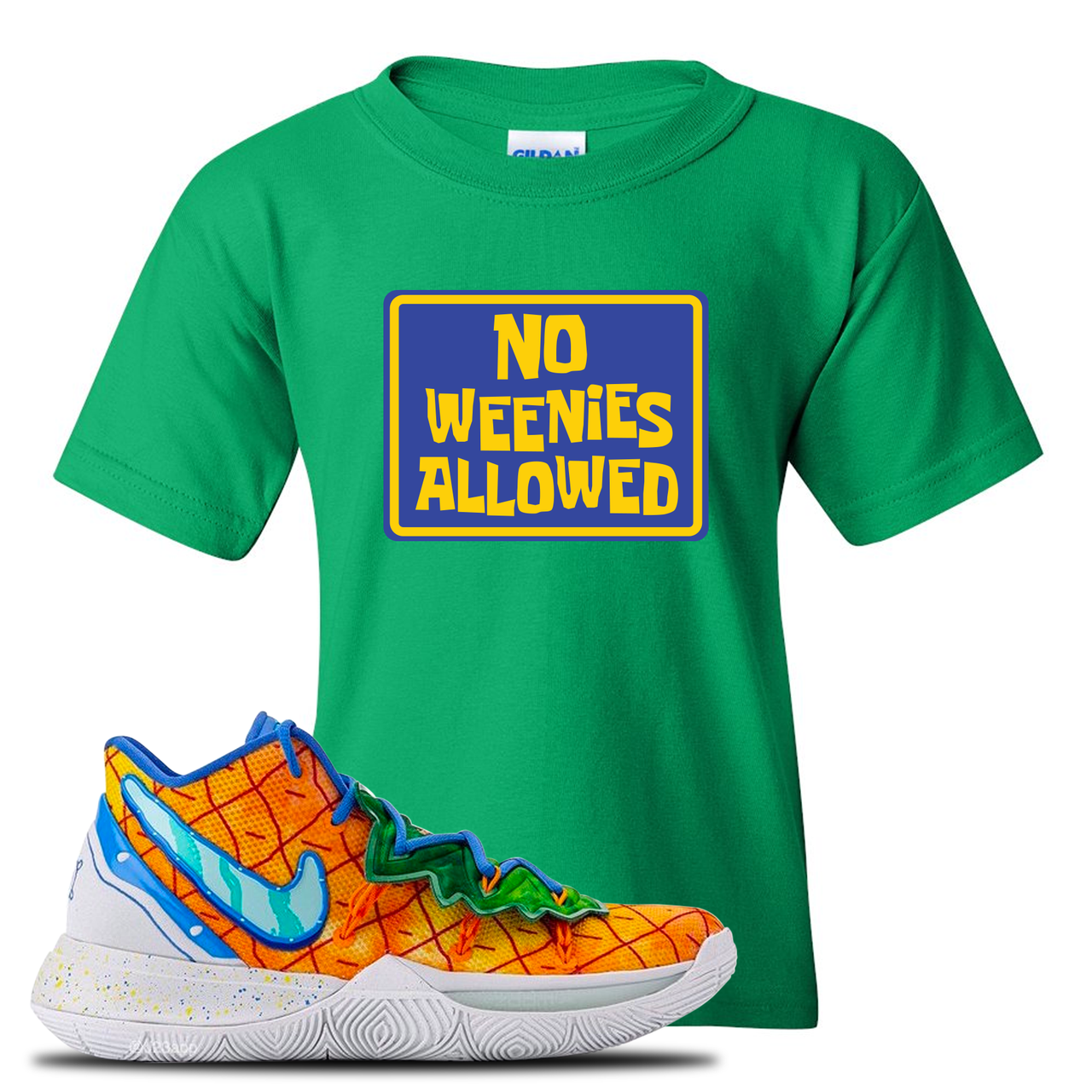 Kyrie 5 Pineapple House No Weenies Allowed Irish Green Sneaker Hook Up Kid's T-Shirt