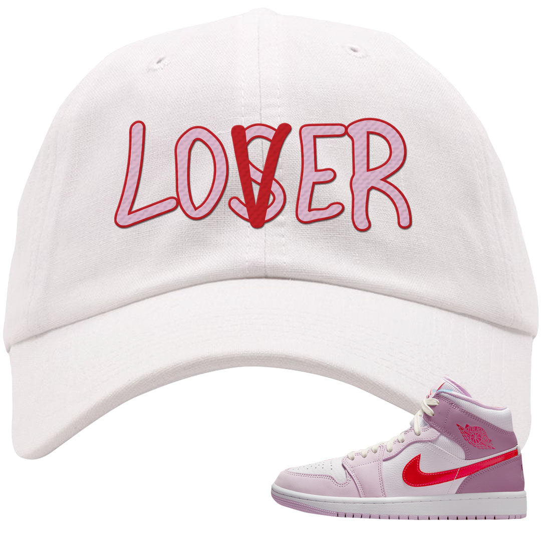 Valentine's Day Mid 1s Dad Hat | Lover, White