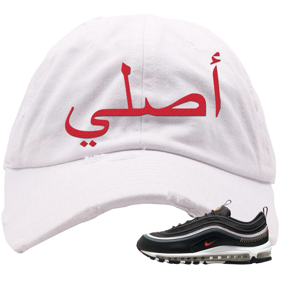 Alter and Reveal 97s Distressed Dad Hat | Original Arabic, White