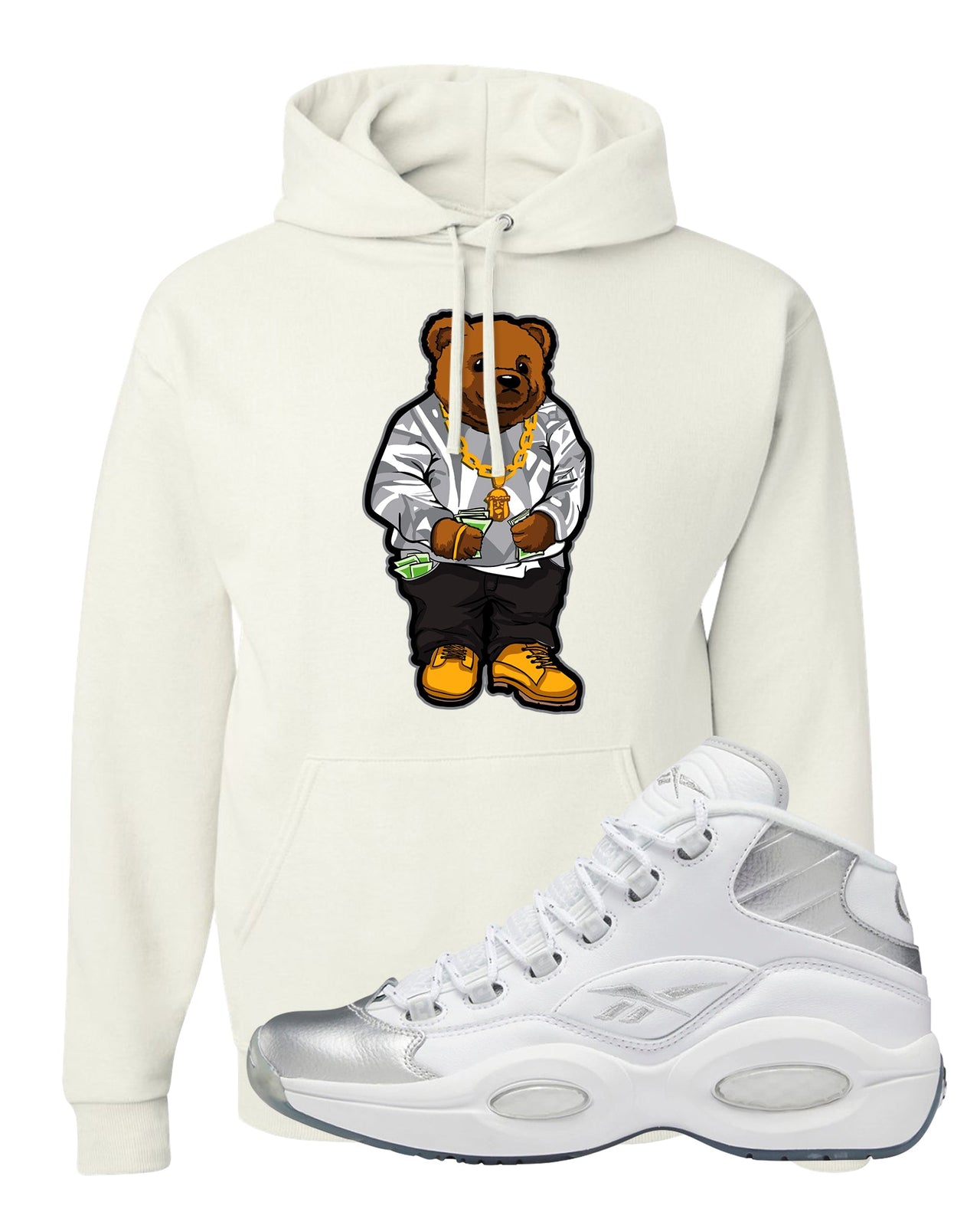 25th Anniversary Mid Questions Hoodie | Sweater Bear, White