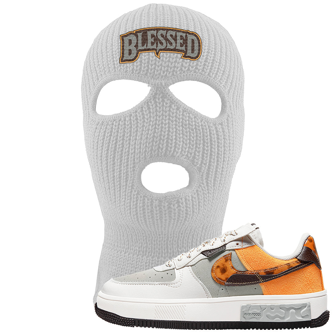 Tortoise Shell AF 1s Ski Mask | Blessed Arch, White