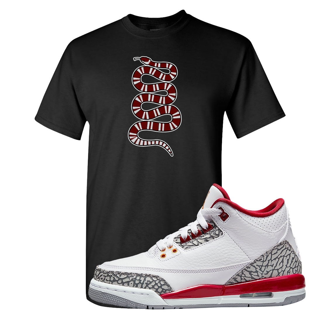 Cardinal Red 3s T Shirt | Coiled Snake, Black