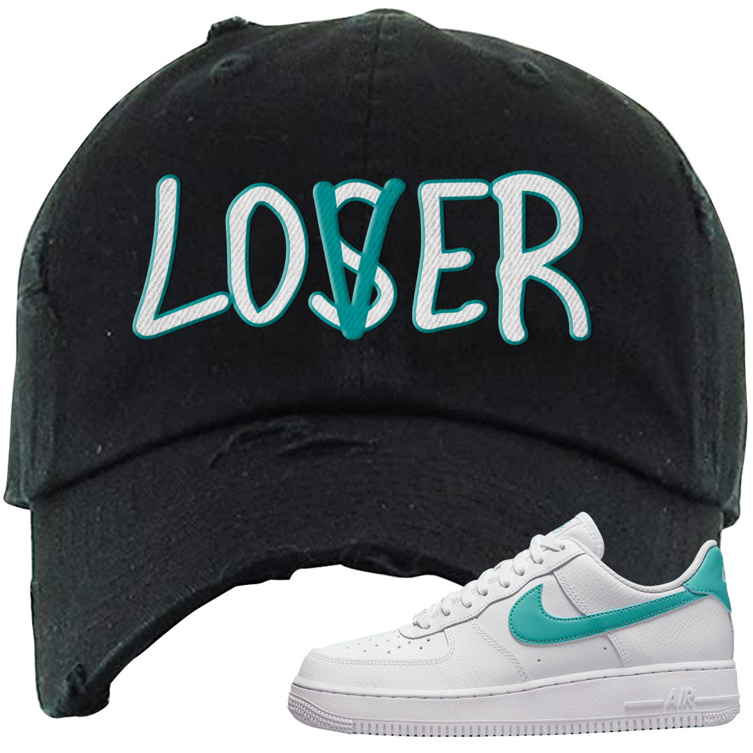 Washed Teal Low 1s Distressed Dad Hat | Lover, Black