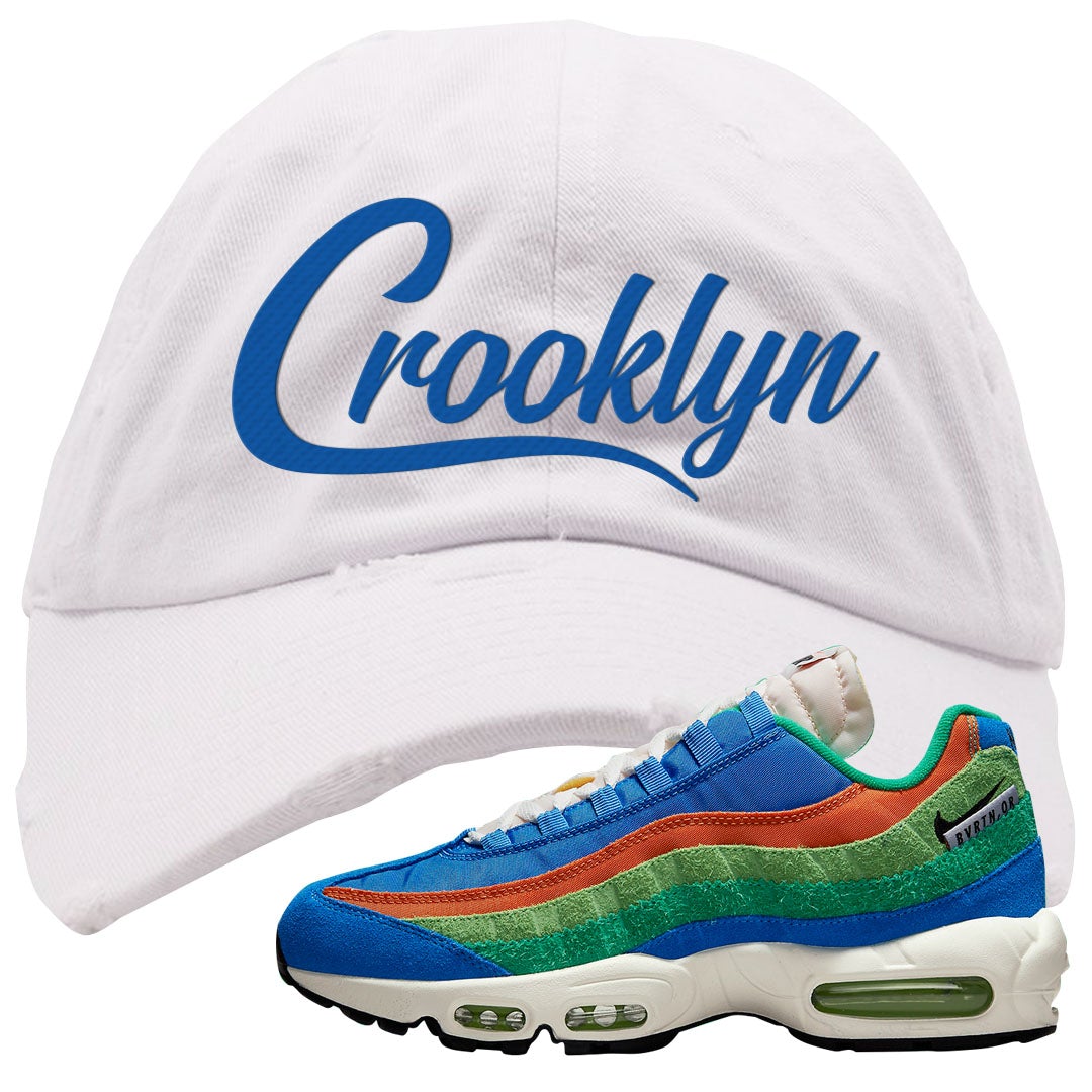 Light Blue Green AMRC 95s Distressed Dad Hat | Crooklyn, White