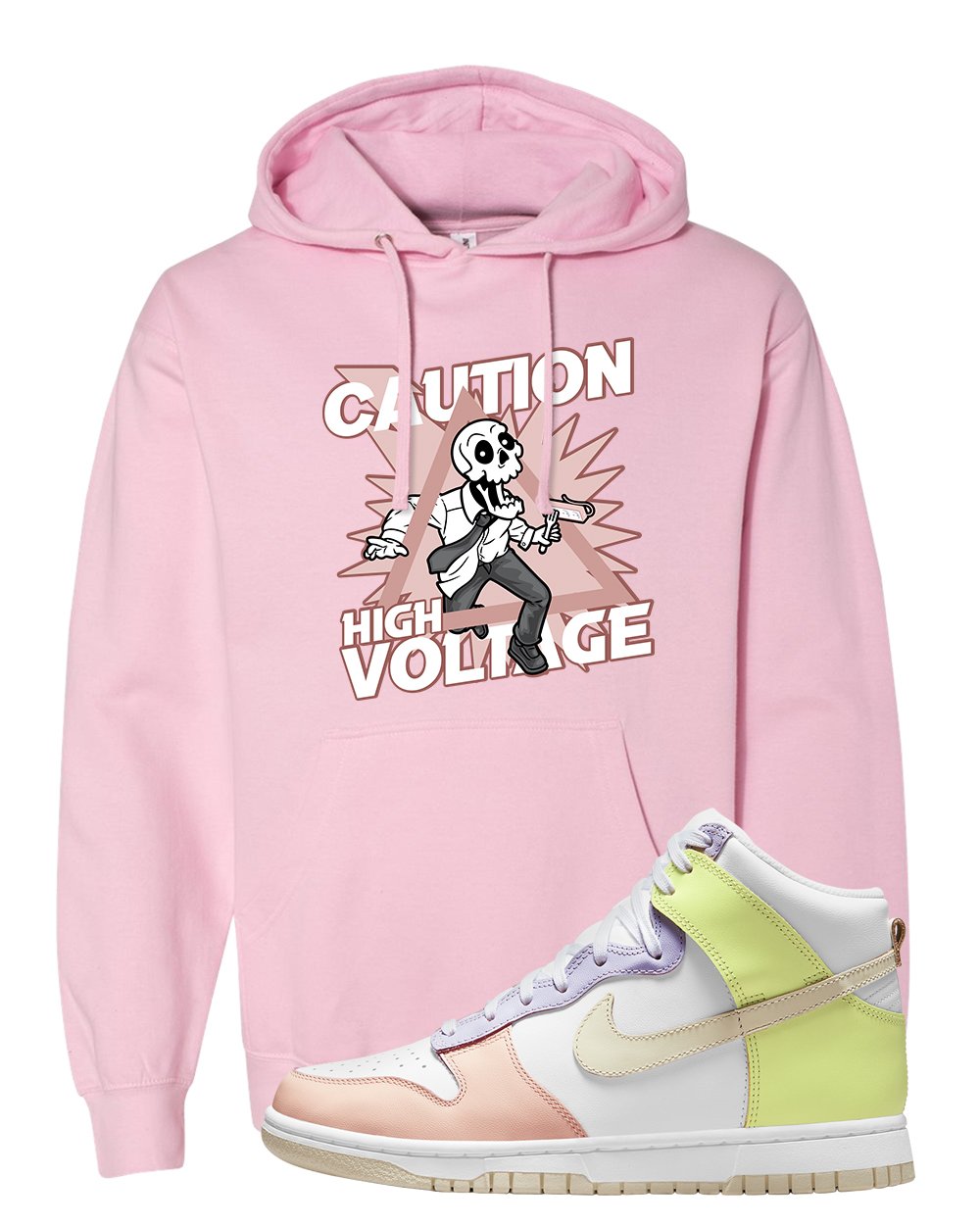 Cashmere High Dunks Hoodie | Caution High Voltage, Light Pink