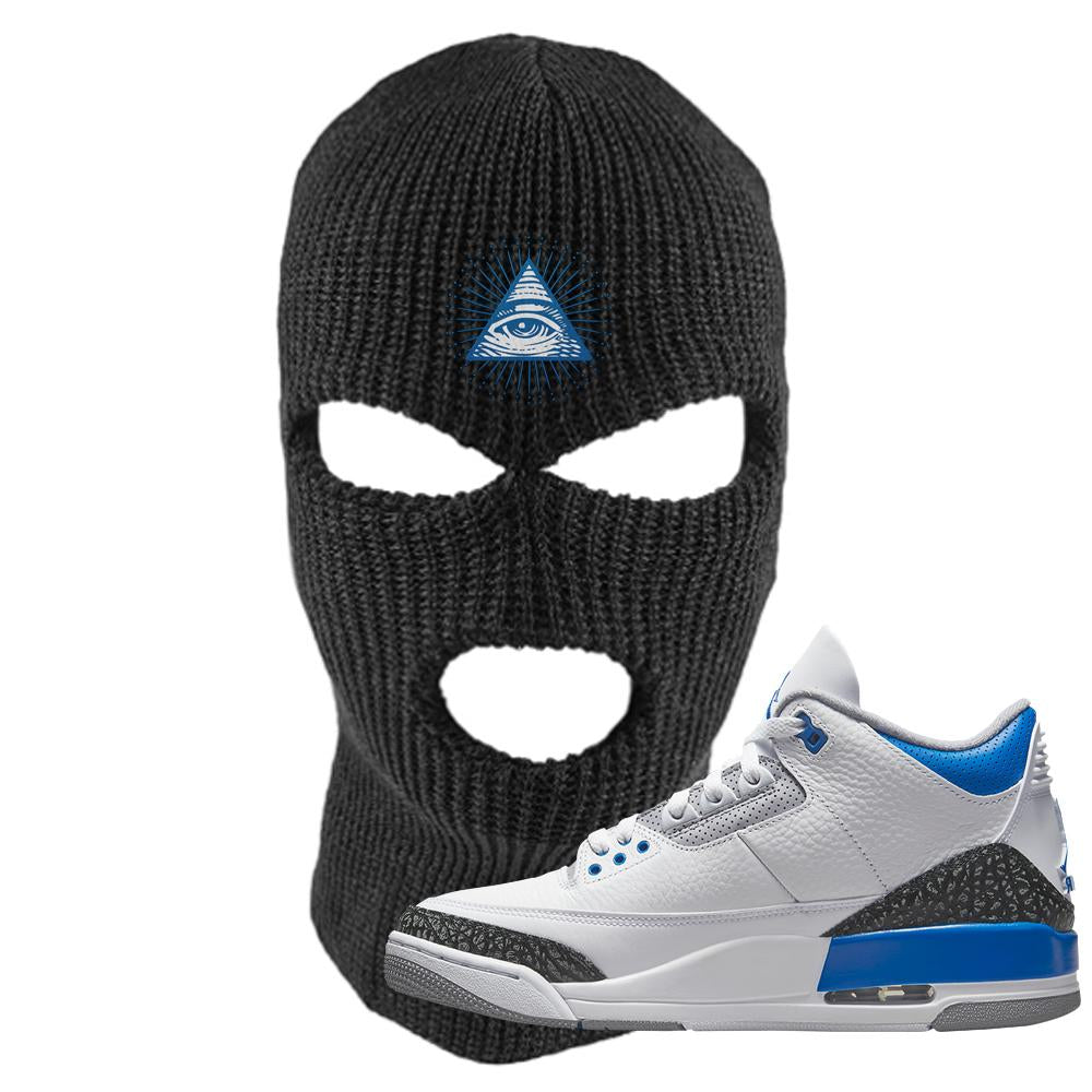 Racer Blue 3s Ski Mask | All Seeing Eye, Black