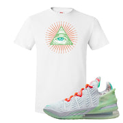 GOAT Bron 18s T Shirt | All Seeing Eye, White