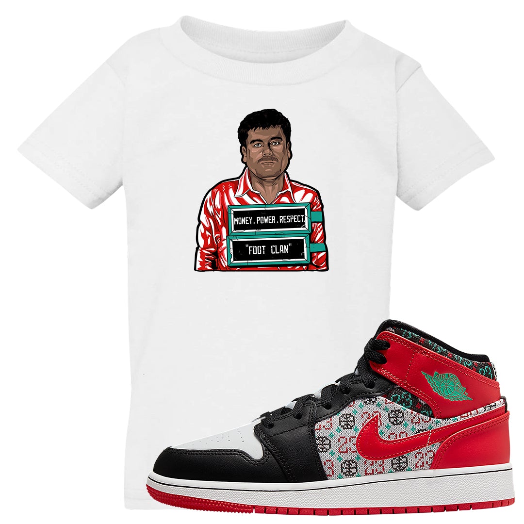 Ugly Sweater GS Mid 1s Kid's T Shirt | El Chapo Illustration, White