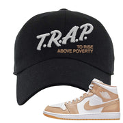 Air Jordan 1 Mid Tan Leather Dad Hat | Trap To Rise Above Poverty, Black