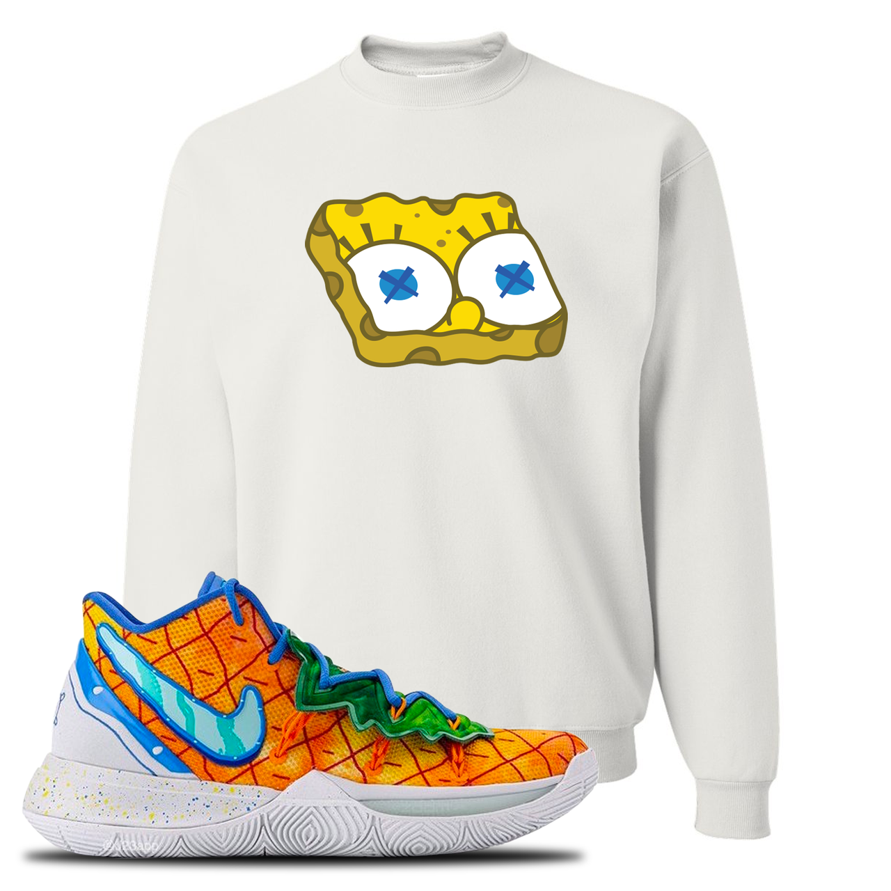 Kyrie 5 Pineapple House Sponge Head White Sneaker Hook Up Crewneck Sweatshirt