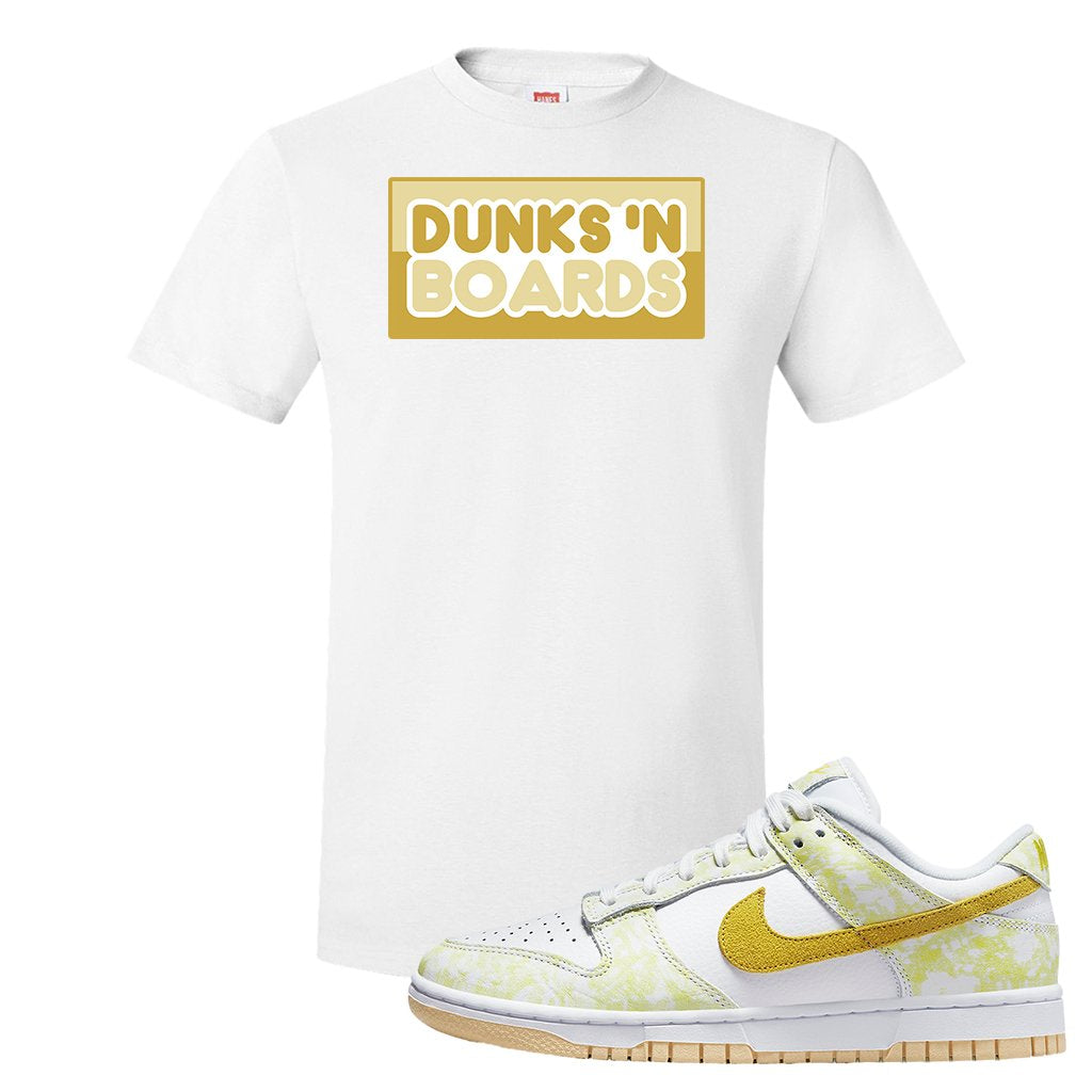 Yellow Strike Low Dunks T Shirt | Dunks N Boards, White