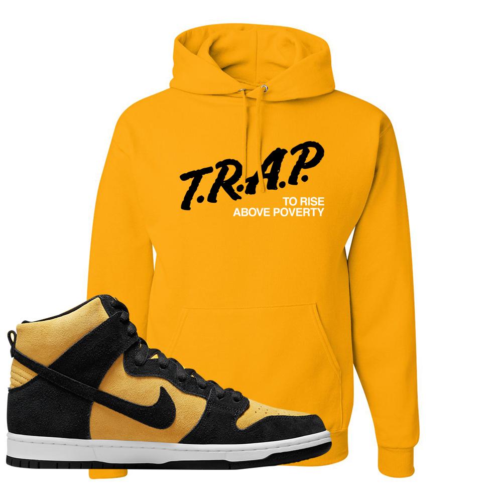 Reverse Goldenrod High Dunks Hoodie | Trap To Rise Above Poverty, Gold