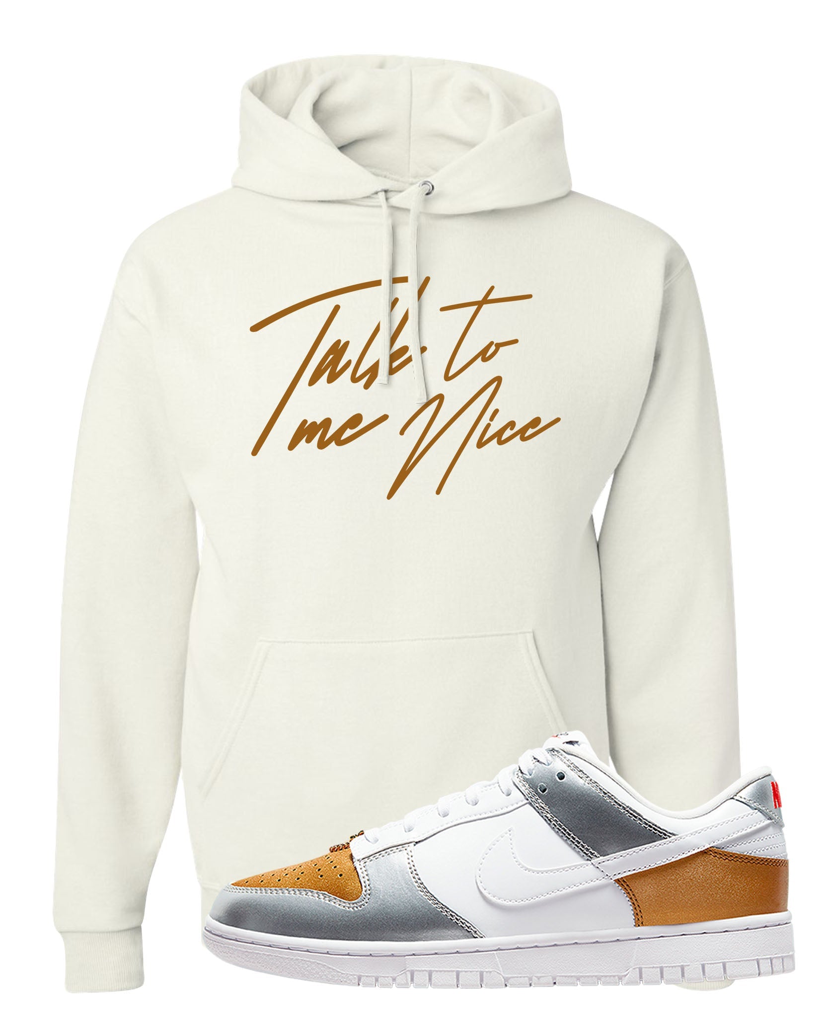 Gold Silver Red Low Dunks Hoodie | Talk To Me Nice, White