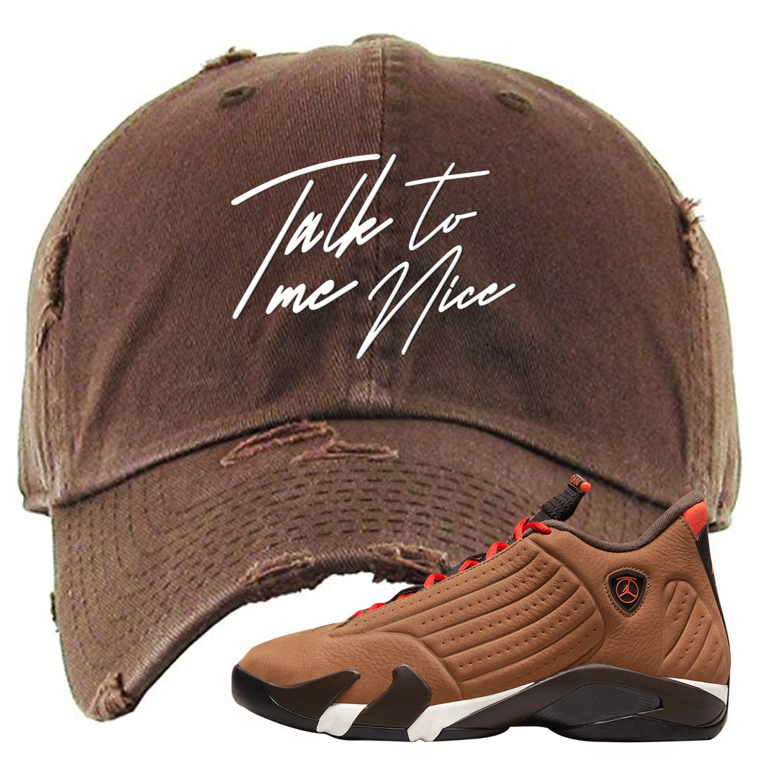Winterized 14s Distressed Dad Hat | Talk To Me Nice, Brown