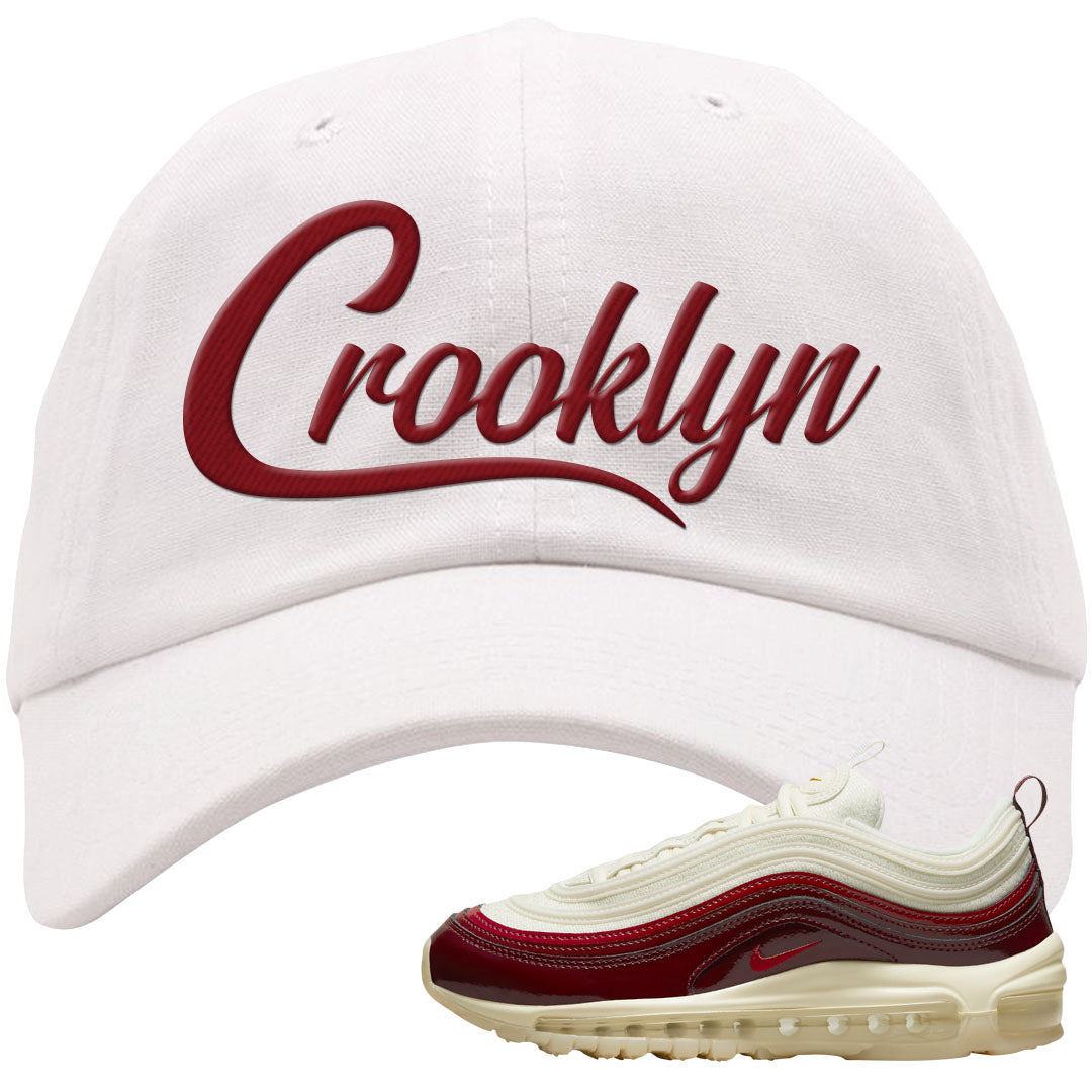 Dark Beetroot 97s Dad Hat | Crooklyn, White