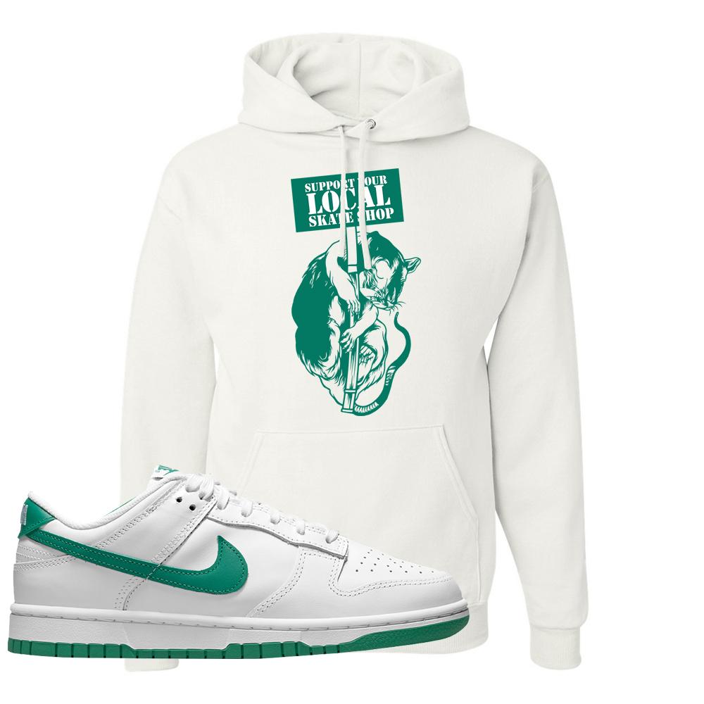 White Green Low Dunks Hoodie | Support Your Local Skate Shop, White