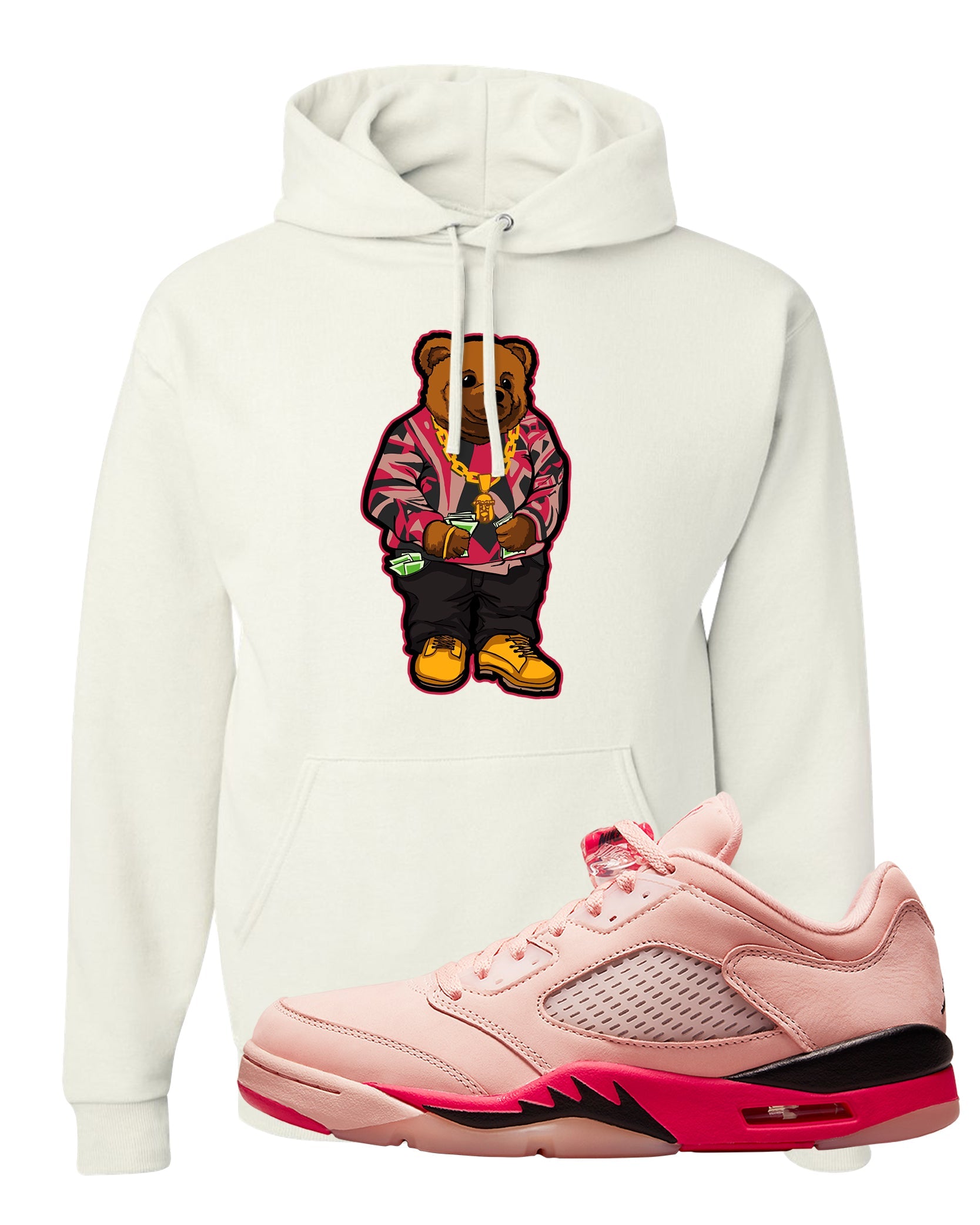 Arctic Pink Low 5s Hoodie | Sweater Bear, White