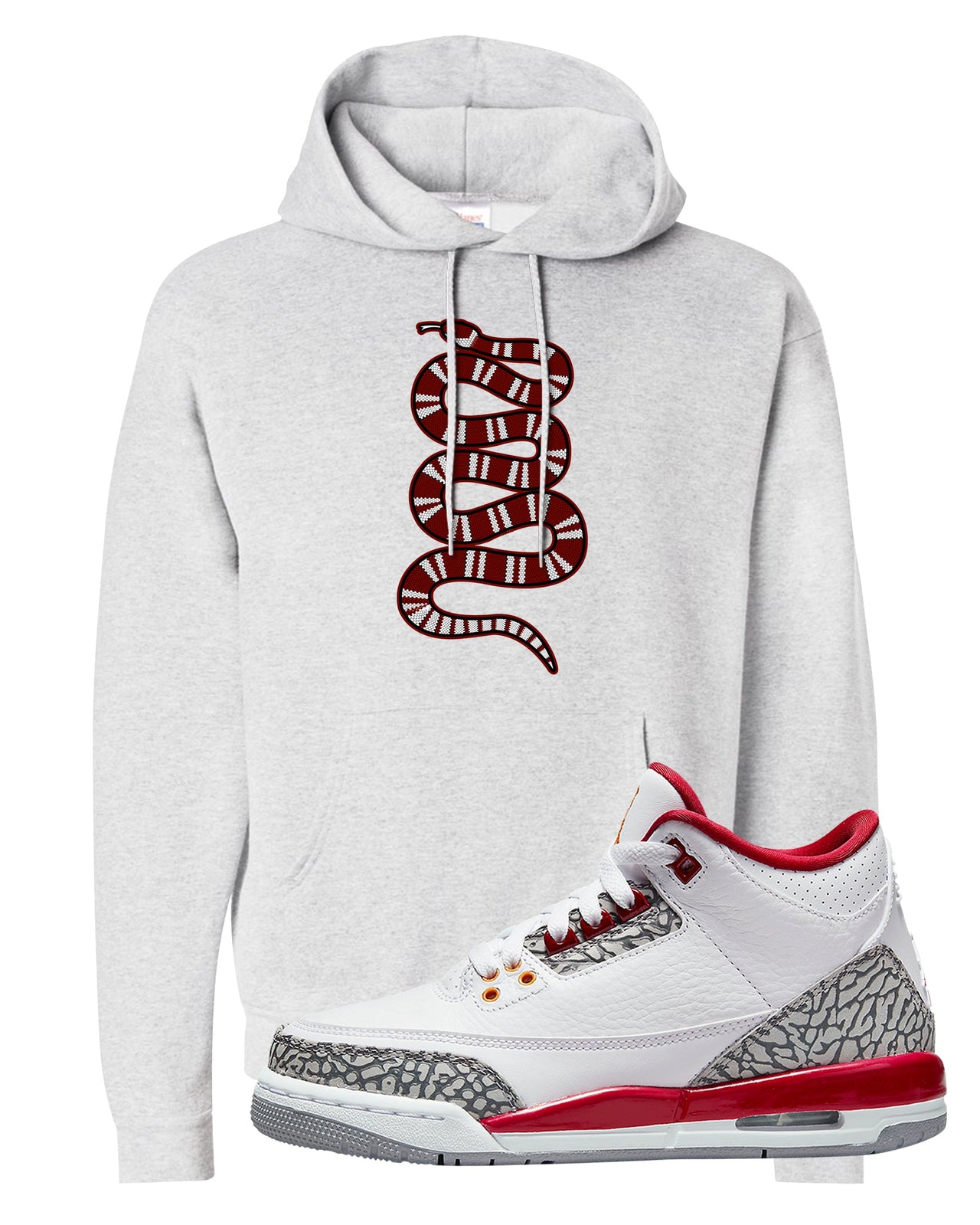 Cardinal Red 3s Hoodie | Coiled Snake, Ash