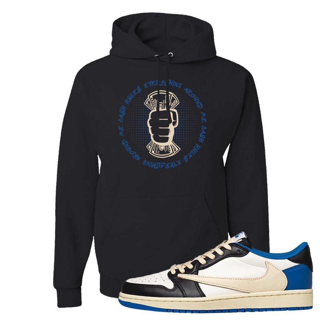 Sail Black Military Blue Shy Pink Low 1s Hoodie | Cash Rules Everything Around Me, Black