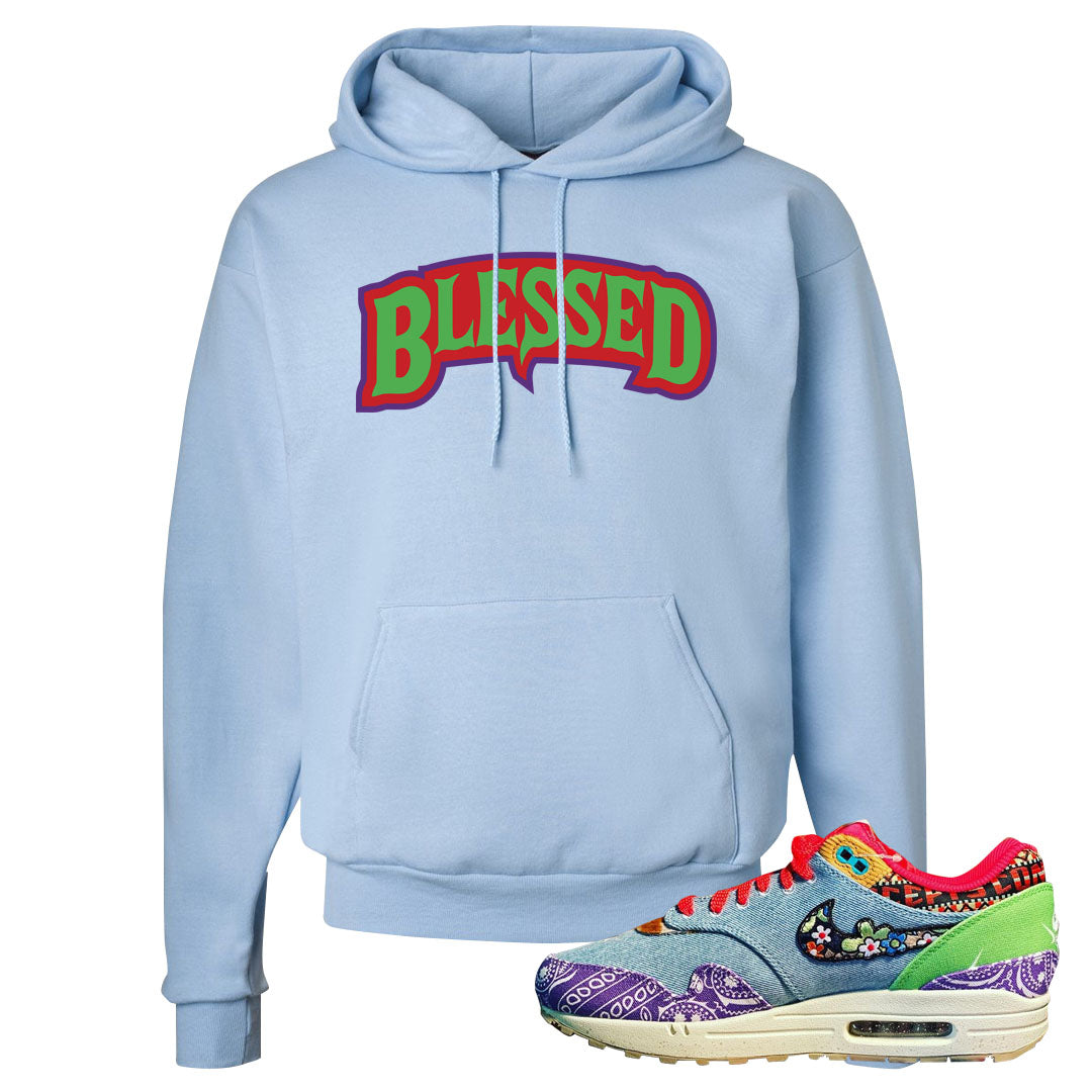 Bandana Paisley Max 1s Hoodie | Blessed Arch, Light Blue