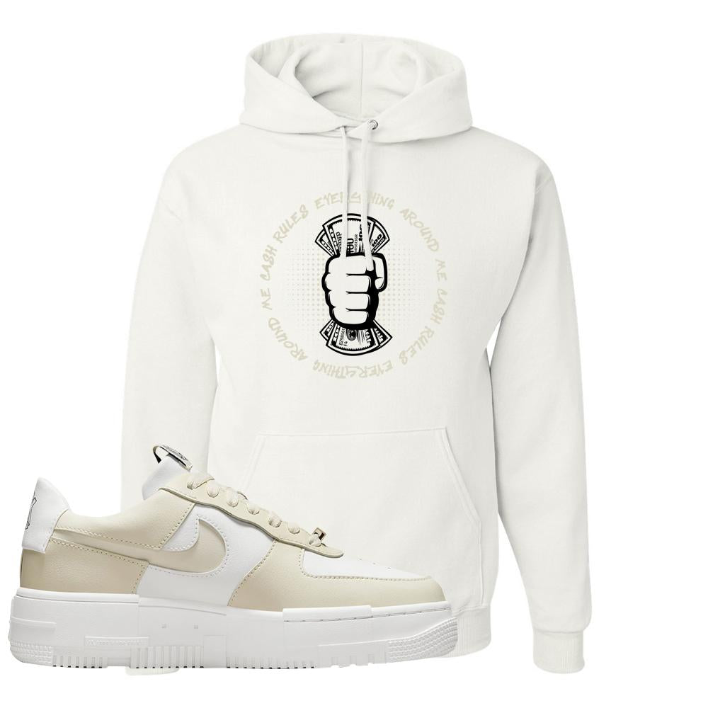 Pixel Cream White Force 1s Hoodie | Cash Rules Everything Around Me, White