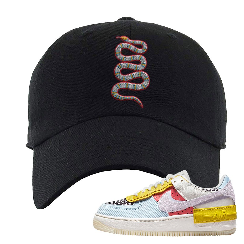 Air Force 1 Shadow Multi-Color Dad Hat | Coiled Snake, Black