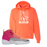 Air Jordan 12 GS Hot Punch Blessed Retro Heather Coral Sneaker Matching Pullover Hoodie