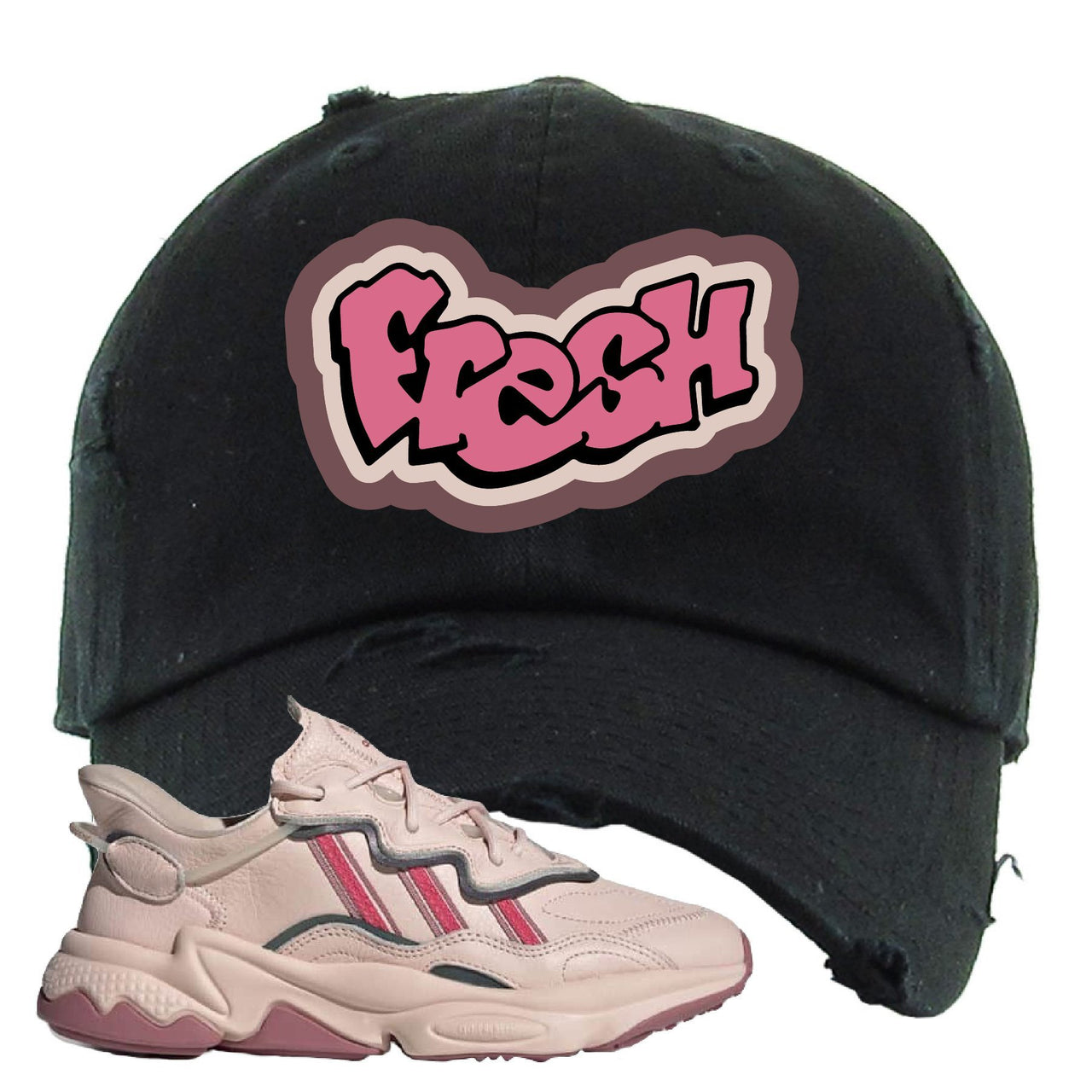 Adidas WMNS Ozweego Icy Pink Fresh Black Sneaker Hook Up Distressed Dad Hat