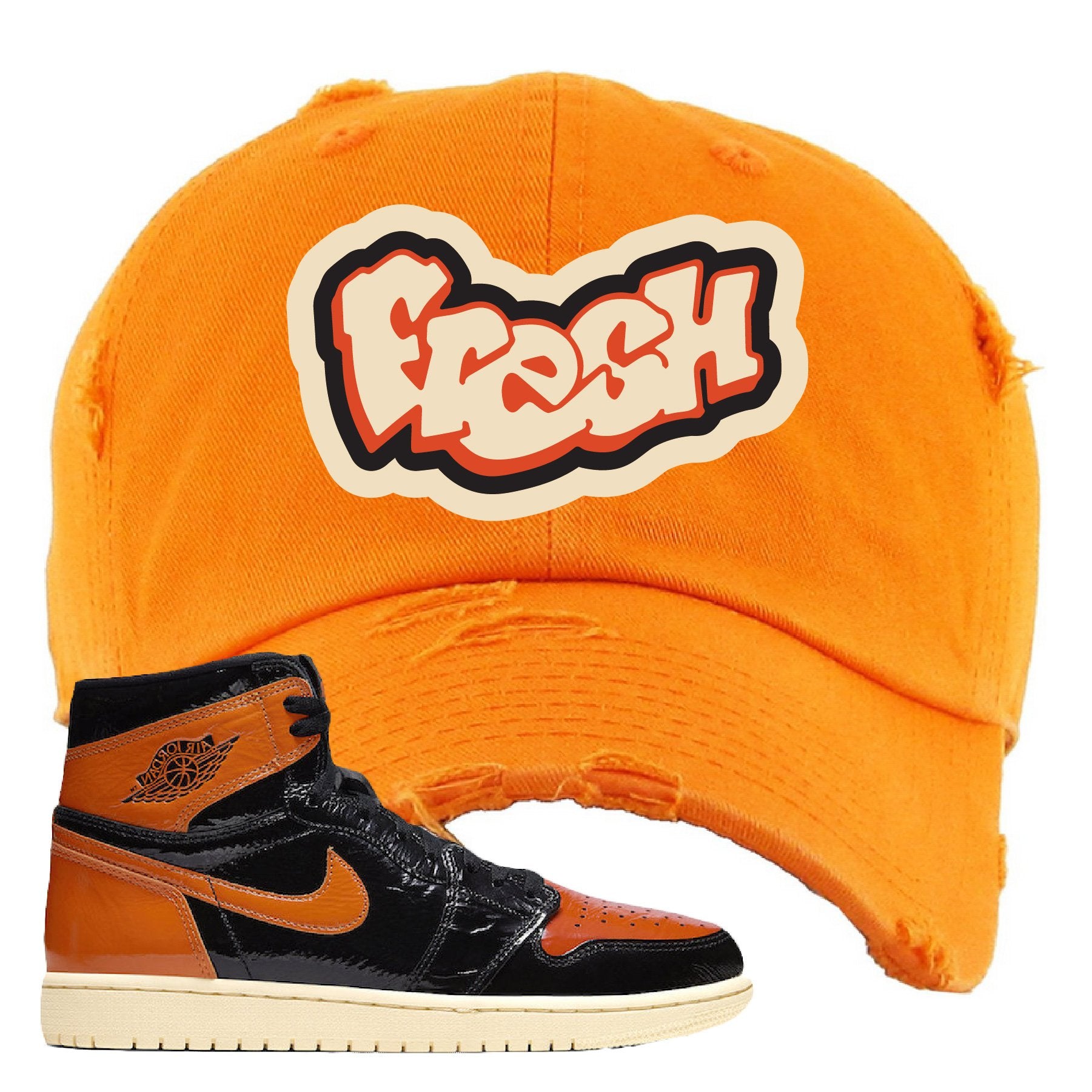 Jordan 1 Shattered Backboard Fresh Orange Sneaker Hook Up Distressed Dad Hat