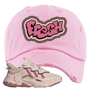 Adidas WMNS Ozweego Icy Pink Fresh Pink Sneaker Hook Up Distressed Dad Hat