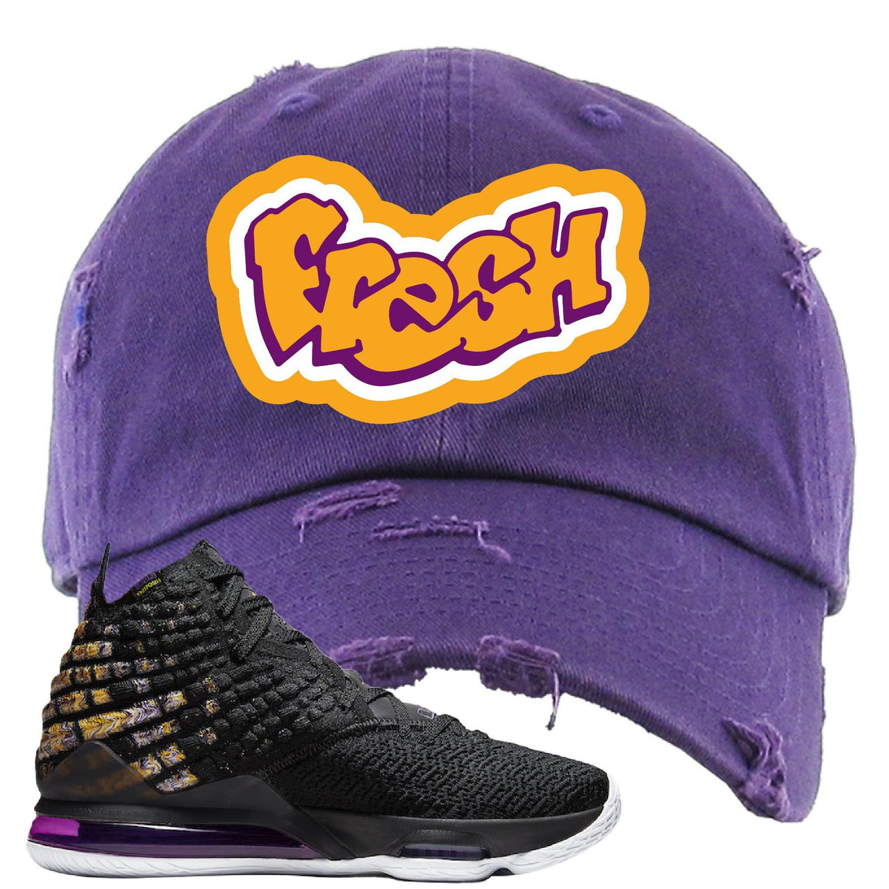 Lebron 17 Lakers Fresh Purple Sneaker Hook Up Distressed Dad Hat