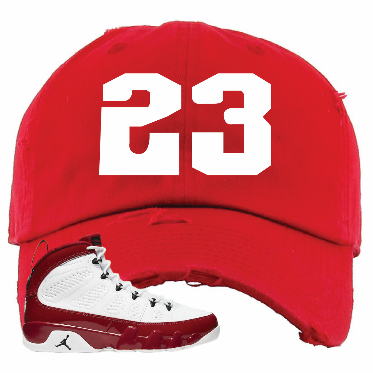 Jordan 9 Gym Red Jordan 9 23 Red Sneaker Hook Up Distressed Dad Hat