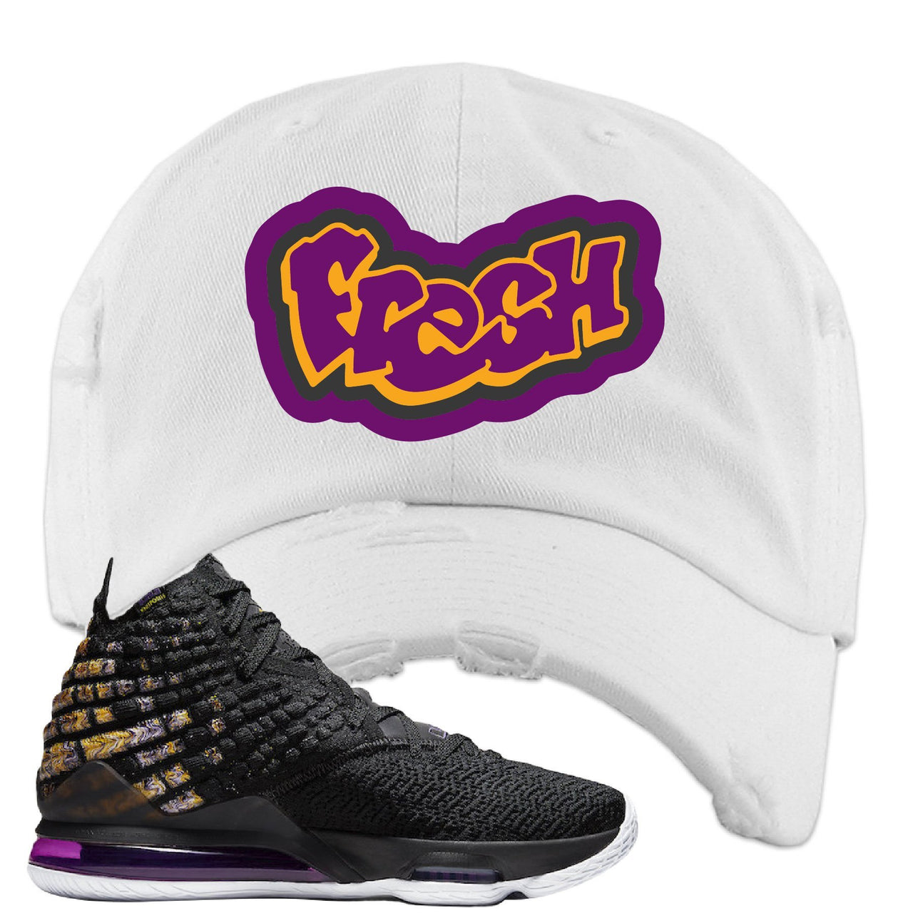 Lebron 17 Lakers Fresh White Sneaker Hook Up Distressed Dad Hat
