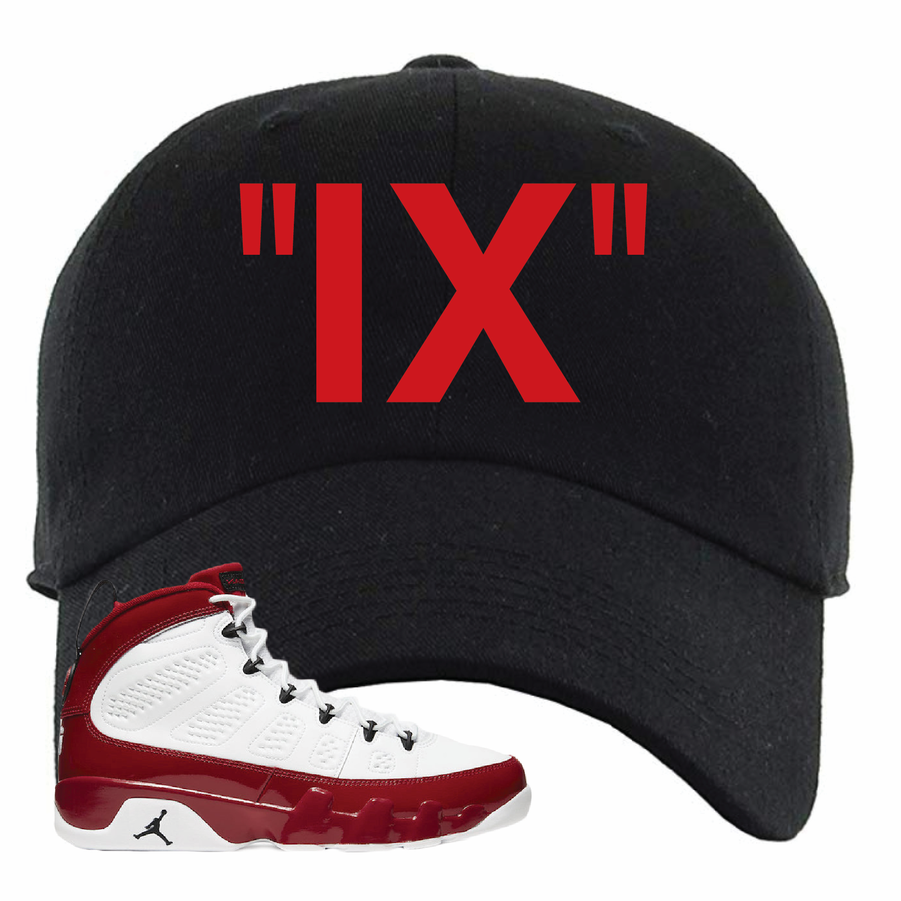 Jordan 9 Gym Red IX Black Sneaker Hook Up Dad Hat