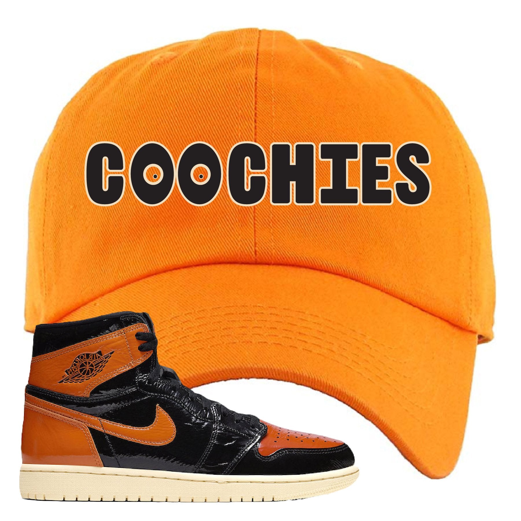 Jordan 1 Shattered Backboard Coochies Orange Sneaker Hook Up Dad Hat