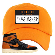 Jordan 1 Shattered Backboard Hello My Name Is Hyperbeast Orange Sneaker Hook Up Dad Hat