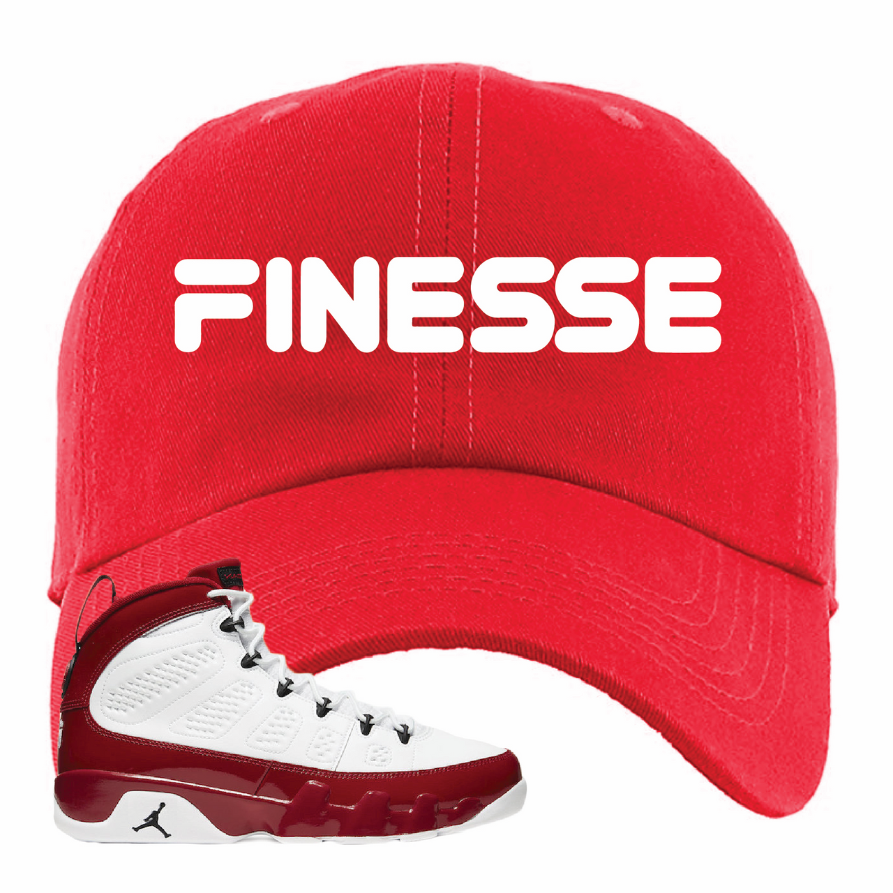 Jordan 9 Gym Red Finesse Red Sneaker Hook Up Dad Hat