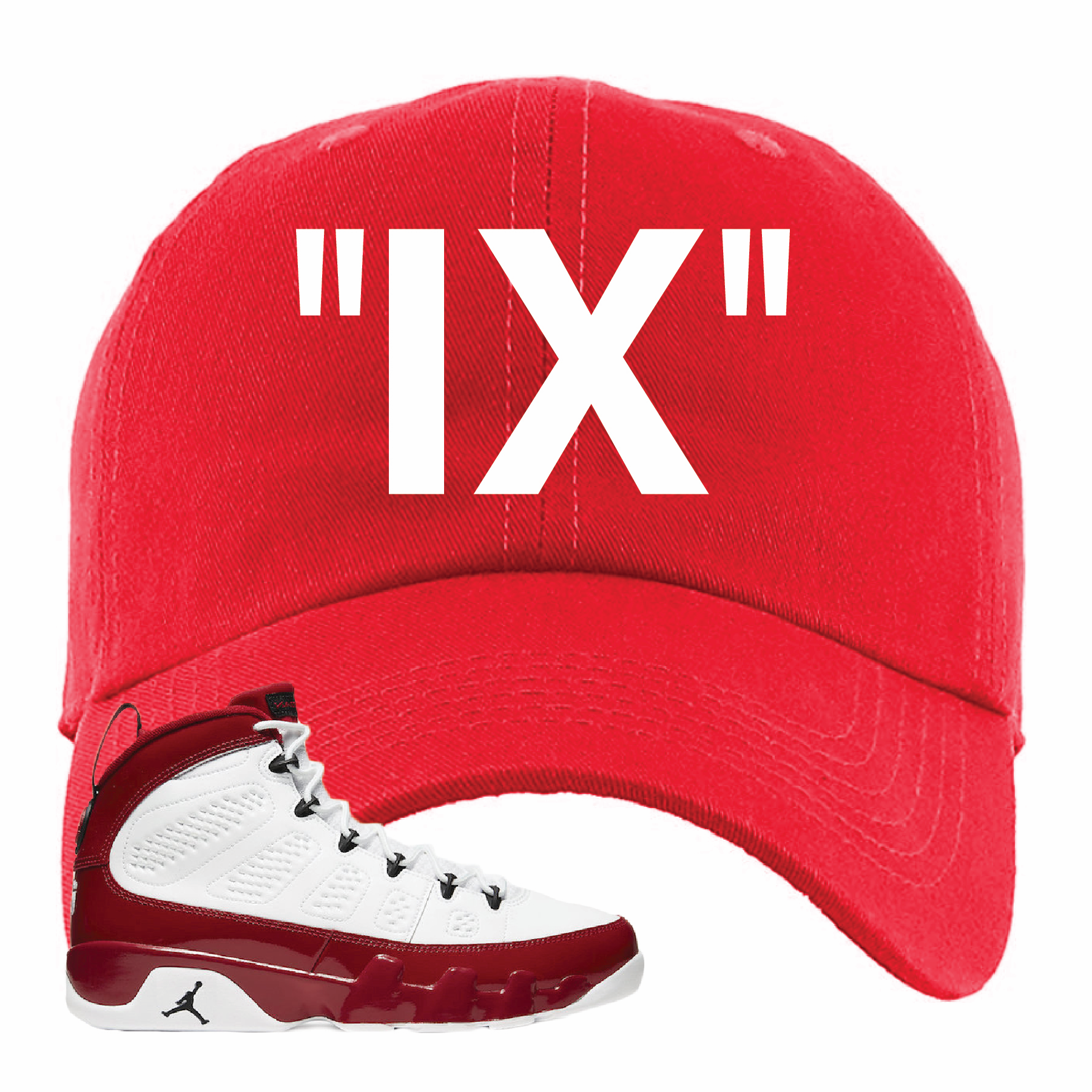 Jordan 9 Gym Red IX Red Sneaker Hook Up Dad Hat