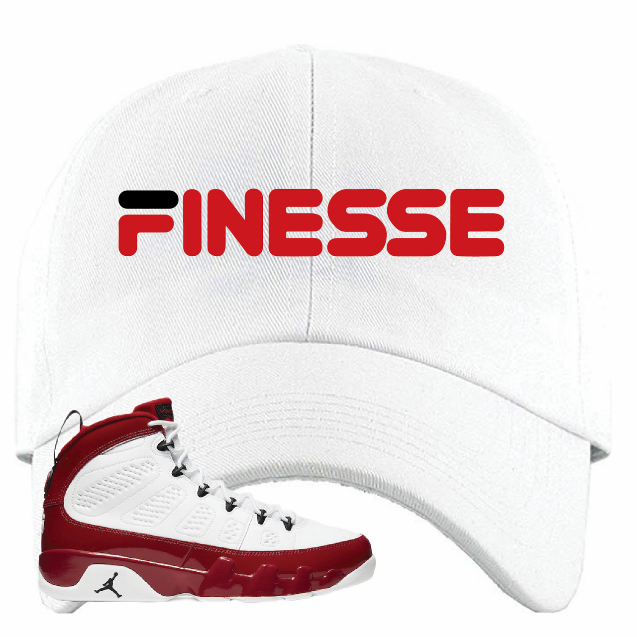 Jordan 9 Gym Red Finesse White Sneaker Hook Up Dad Hat
