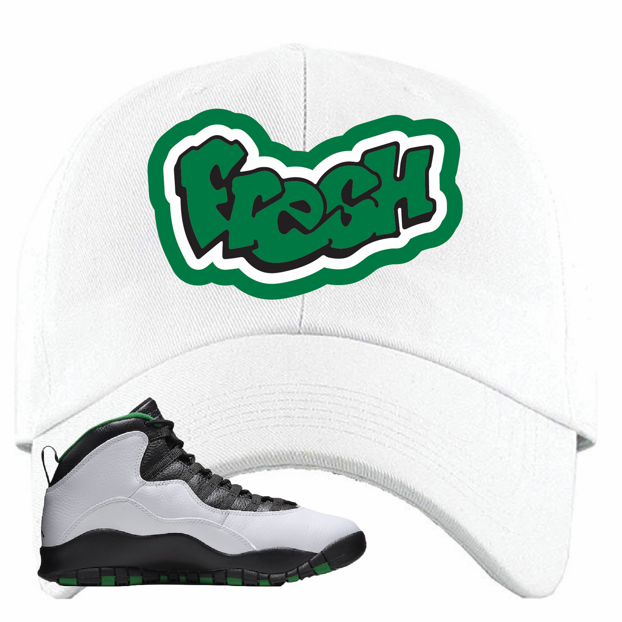 Air Jordan 10 Seattle SuperSonics Fresh White Sneaker Matching Dad Hat