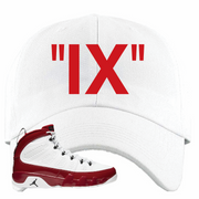 Jordan 9 Gym Red IX White Sneaker Hook Up Dad Hat