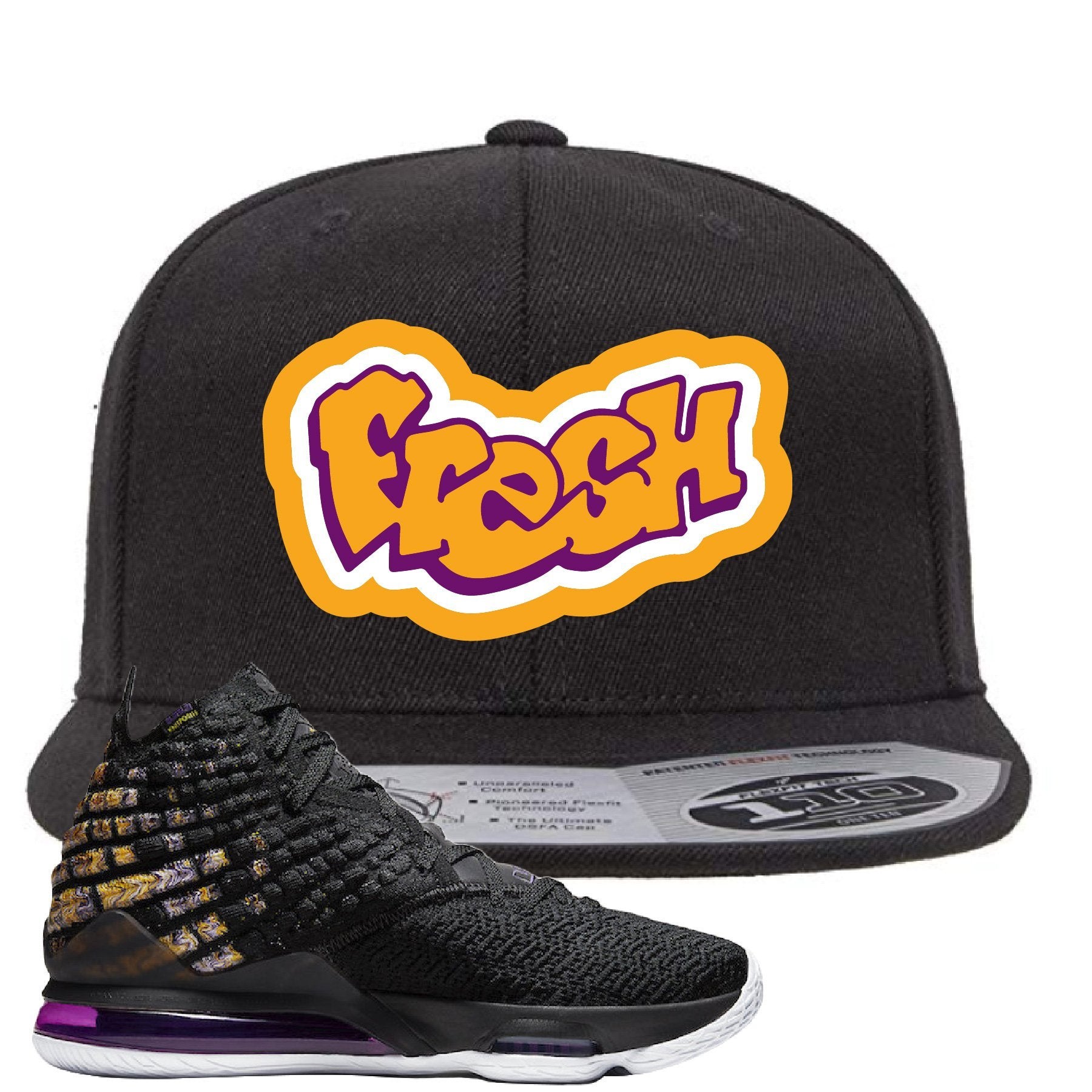 Lebron 17 Lakers Fresh Black Sneaker Hook Up Snapback Hat